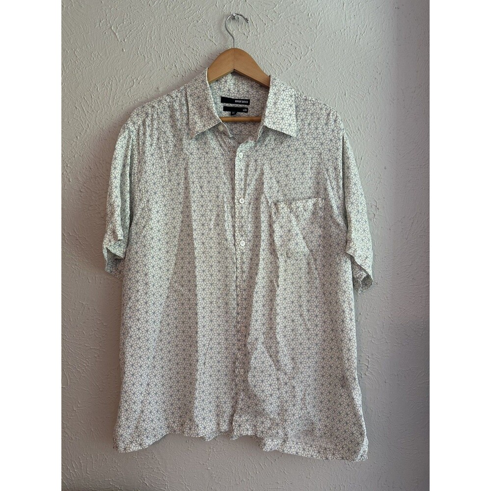 Murano Silk Hawaiian Geometric Men Button Down XL MCM